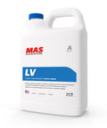 A white plastic container with a blue lid labeled 'MAS' and 'LV' for Low Viscosity Epoxy Resin.