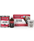 Bristol Finish UV Clear Urethane set with can, bottle, and container on a white background