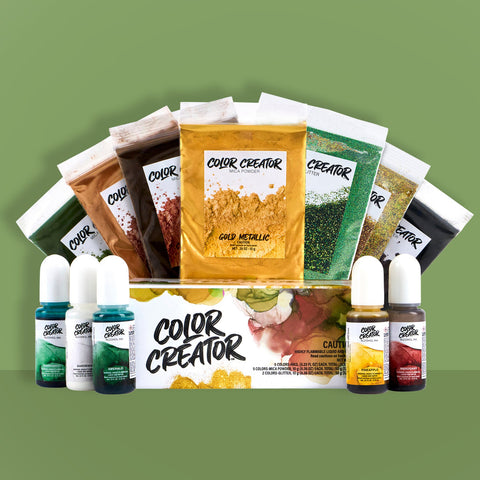 Color Creator Greenland Kit - 12 Mica Powders Alcohol Inks & Glitters
