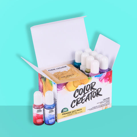 Color Creator Premier Kit 20 - Mica Powders Alcohol Inks & Glitters