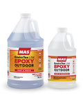 Two bottles of MAS EnviroTex Lite Epoxy Outdoor resin and hardener on a white background