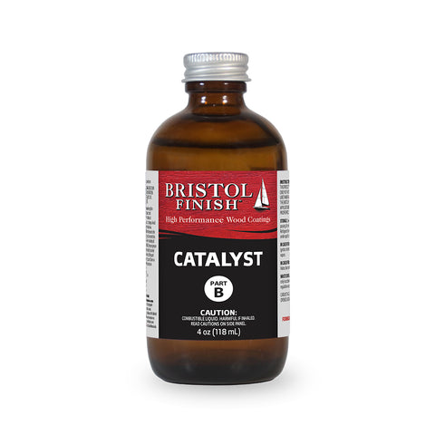 4 oz bottle of Bristol Finish Catalyst on a white background