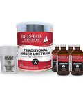 1 gallon kit Bristol Finish Traditional Amber Urethane packaging with bottles on a white background
