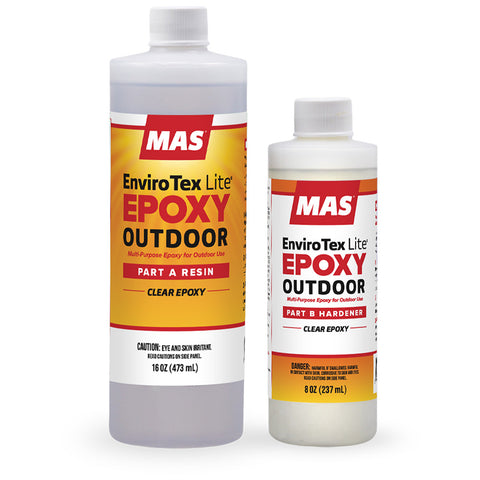Two bottles of MAS EnviroTex Lite Outdoor Epoxy Outdoor on a white background 24 oz kit