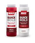 Two bottles of MAS Quick Mold on a white background