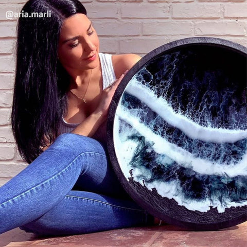 Beautiful ocean wave epoxy art piece made with Art Pro Epoxy