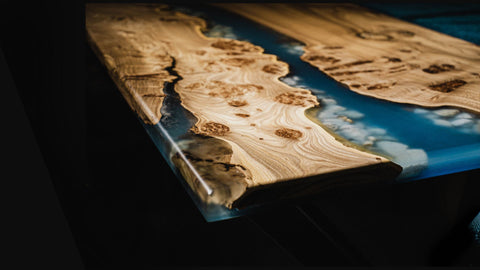 Deep pour epoxy river table