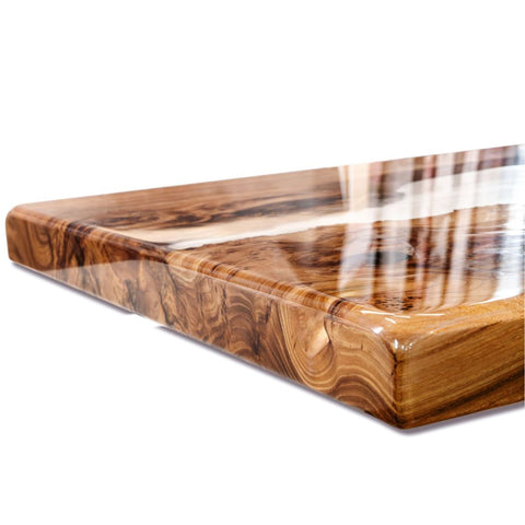 Wooden tray with table top epoxy coating